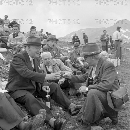 Swiss Alp Society at Piz Calmot, 1957