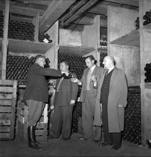 Domaine du Prieure Saint-Pierre a Auvernier"": 200 years jubilee, wine cellar, 1950