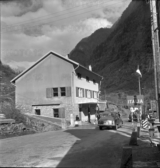 Swiss - Italian border, Simplon pass road, 1952
