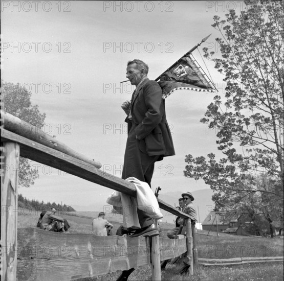 Man belonging to a rifle association at the commemoration 550 years Battle of Stoss, 1955