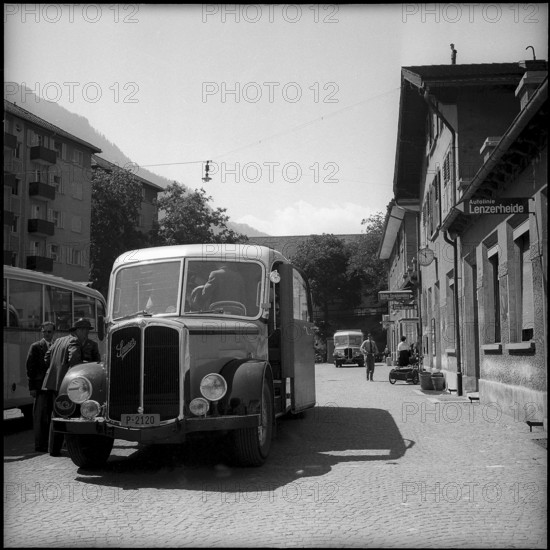 Post bus in St. Moritz 1953