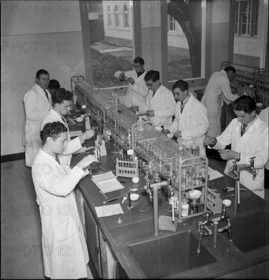 In the laboratory at school for chemist in Neuchatel 1951