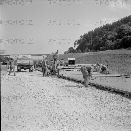 Berne - Bienne connection road near Studen under construction 1955