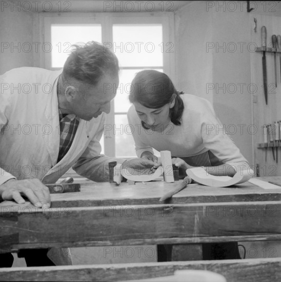 Wood working at school for Swiss craft in Richterswil 1957