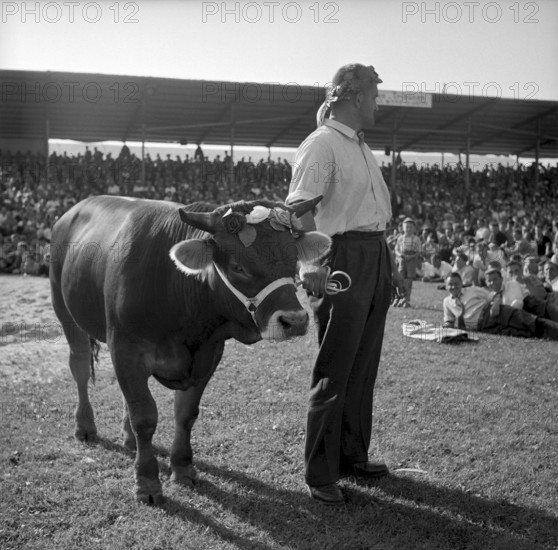 Swiss federal wrestling festival in Winterthur 1953: swiss type wrestling champion Walter Flach