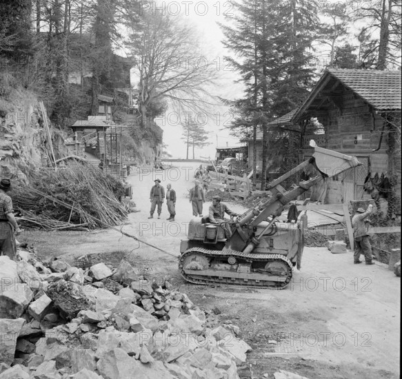 Lake Thun shores road widening 1956