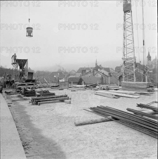 Lausanne - Yverdon connection road under construction 1957