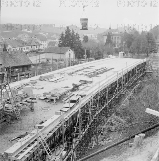 Lausanne - Yverdon connection road under construction 1957