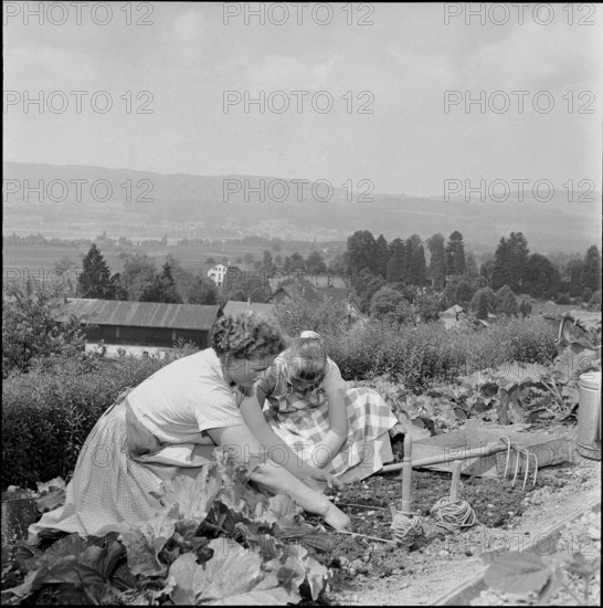 Gardening at school for household, Uster 1956