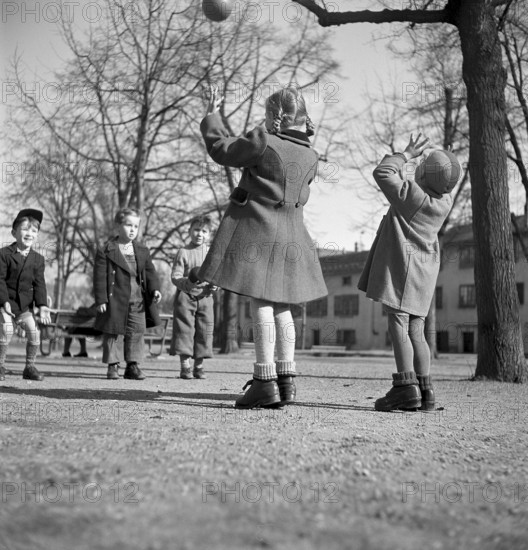 Children playing ball, Zurich 1947
