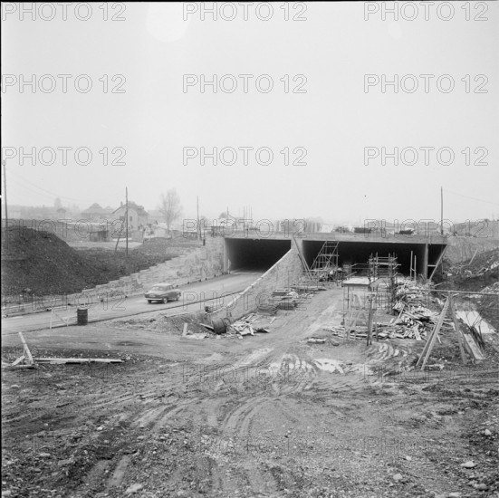 Road tunnel in Geneva Grand Saconnex under construction 1959