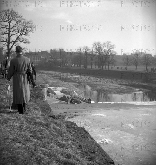 Sports airplane crash into the river Sihl, Allmend Zurich 1950