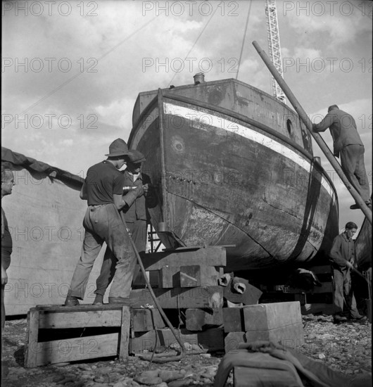 Hull under reparation, shipyard Basle 1946