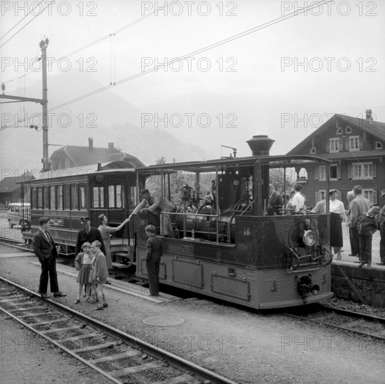 Steam tramway driving to the Lucerne Traffic Museum 1959