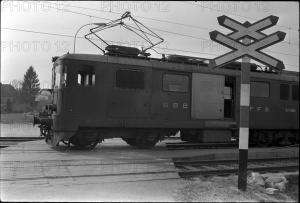 Unguarded railroad crossing near Eschenbach 1972: Car and train accident