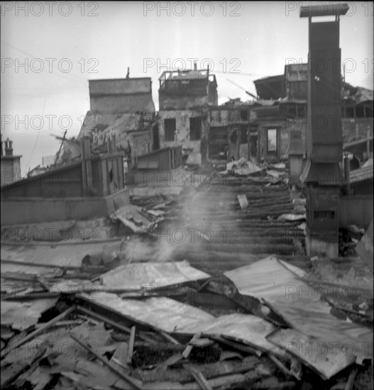 Remains of the Palace hotel after burning, Lausanne 1943