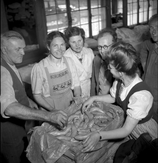 Relief supplies for the population of the completely burned down hamlet Selva 1949