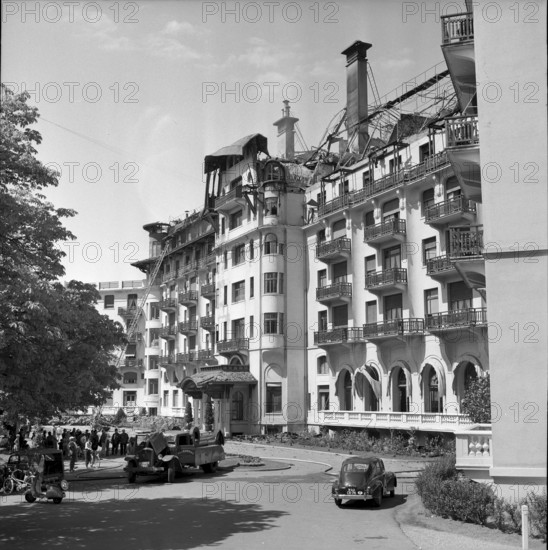 Hotels Royal Palace Evian on fire 1958