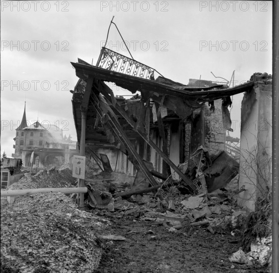 Grand hotel Rigi Kaltbad burned down, 1961