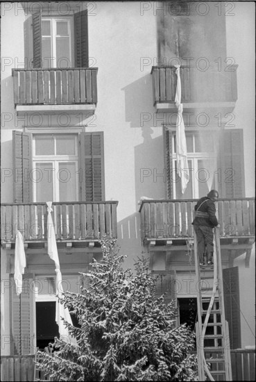 Hotel Roi Soleil on fire, St. Moritz 1971
