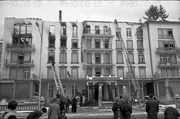 Hotel Schweizerhof Interlaken on fire 1971