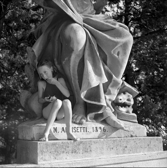 Girl eating fruits, Zurich 1952
