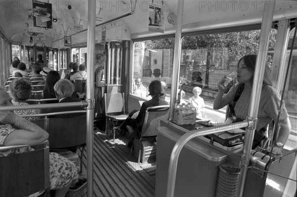People in the tramway, Zurich 1970