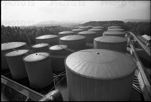 The biggest depot of oil and petrol in Switzerland, Mellingen 1972
