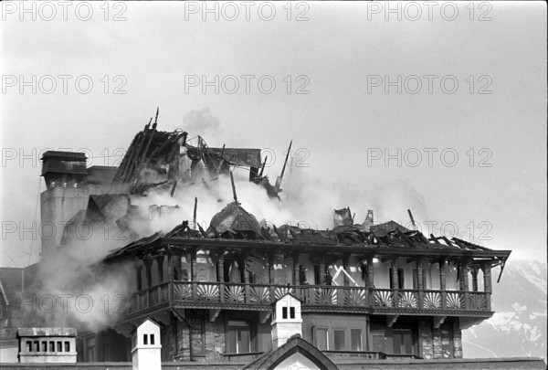 Fire at Badrutt's Palace Hotel in St. Moritz 1967