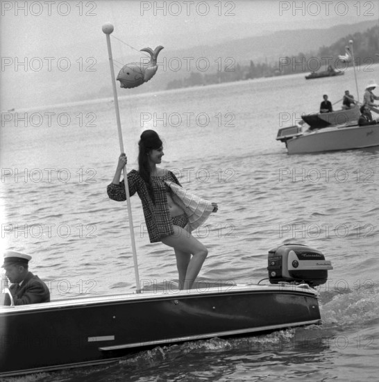 Swimwear show by Lake Zurich 1960: bikini, short coat