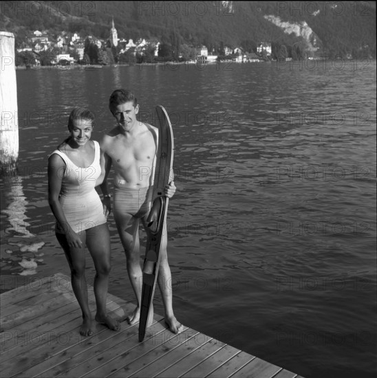 Swiss Waterskiing Championships 1958 Vitznau: Marina Doria and Pierre Jaeger