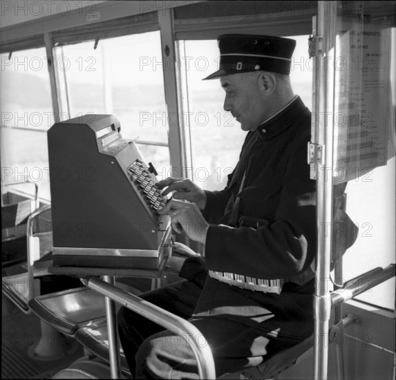 Conductor, Trolley bus line in the Val-De-Ruz, NE 1949