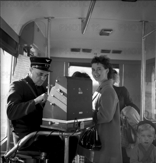 Conductor, Trolley bus line in the Val-De-Ruz, NE 1949