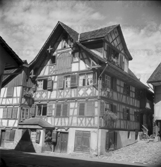 Half-timbered houses in Weinfelden 1945