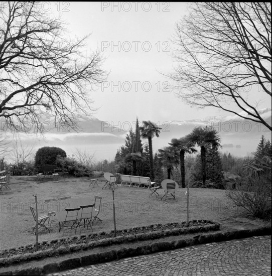 Garden furniture in the park of the Hotel Monte Verita, Ascona 1956