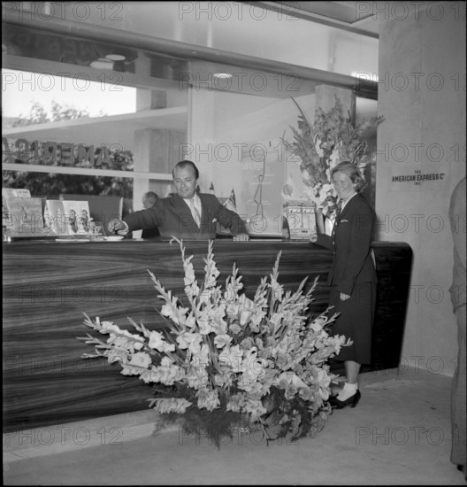 Geneva, American Express counter in the Hotel du Rhone 1950