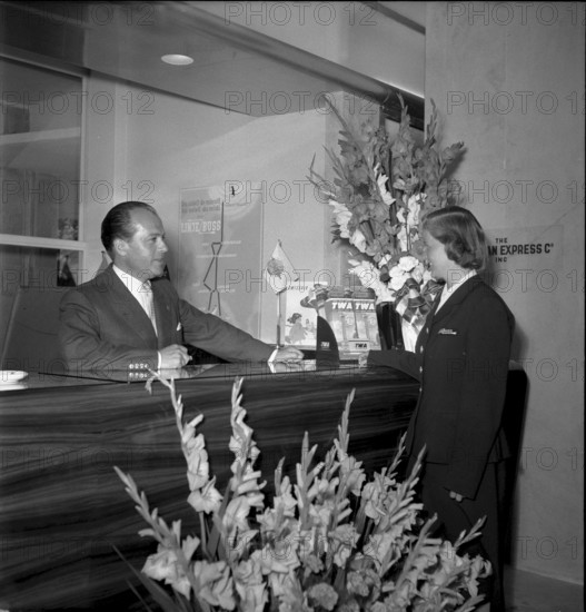 Geneva, American Express counter in the Hotel du Rhone 1950