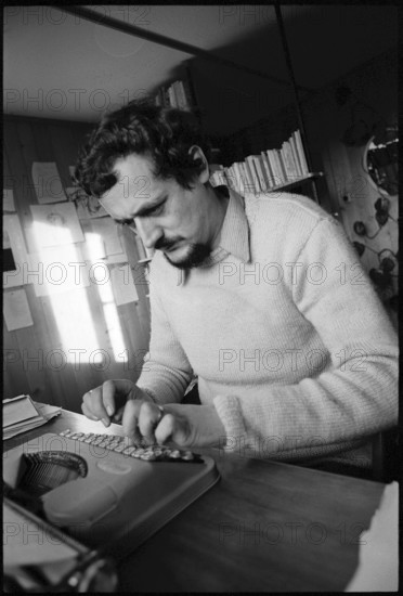 Author Ernst Eggimann at home in Langnau im Emmental 1968
