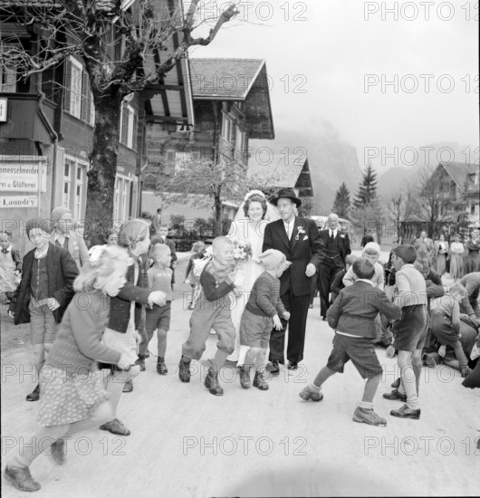 Church wedding of Vreneli and Edi Schild, Kandersteg 1949