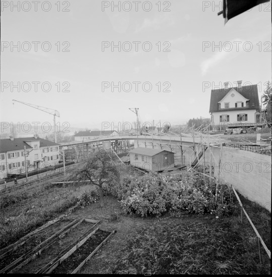 Bypass and road bridge under construction, Kilchberg 1960