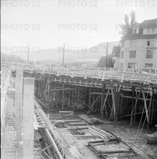 Road construction in Zurich Giesshubel, 1959