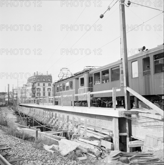 Road construction in Zurich Giesshubel, 1959