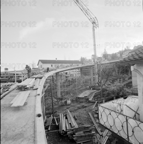 Bypass and road bridge under construction, Kilchberg 1960