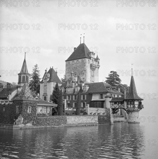Oberhofen Castle at Lake Thoune, 1954
