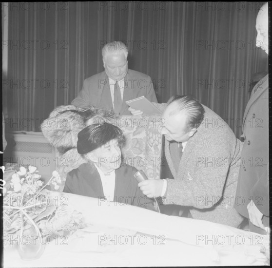 Baroness Pierre de Coubertin celebrates her 100th. birthday, Montreux 1960