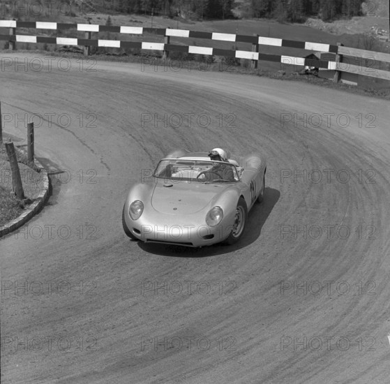 Hill climb race Mitholz-Kandersteg 1962: Herbert ""Stumpen-Herbie"" Muller on Porsche