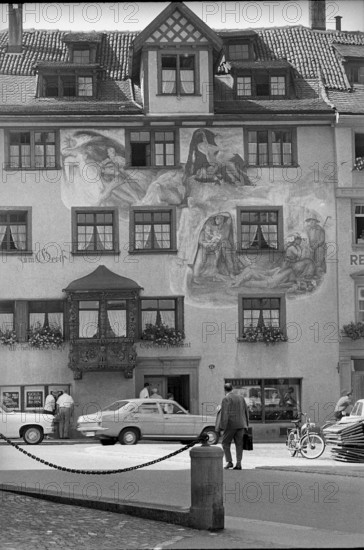 Mural painting on a historical building in St. Gallen 1971