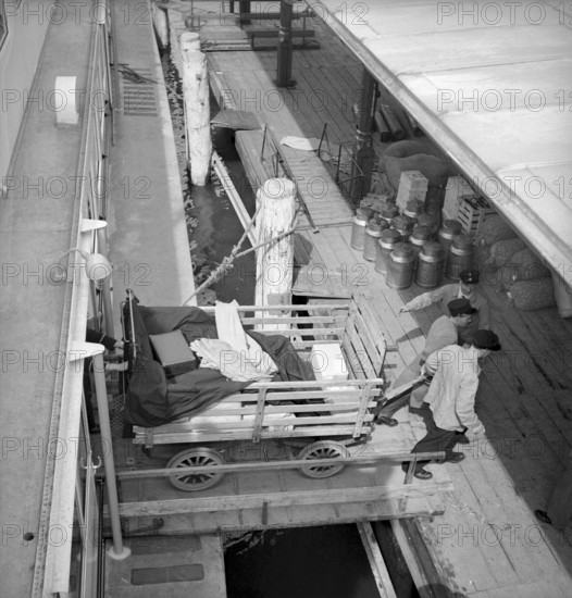 Post delivery by ship, Lake Lucerne, 1949