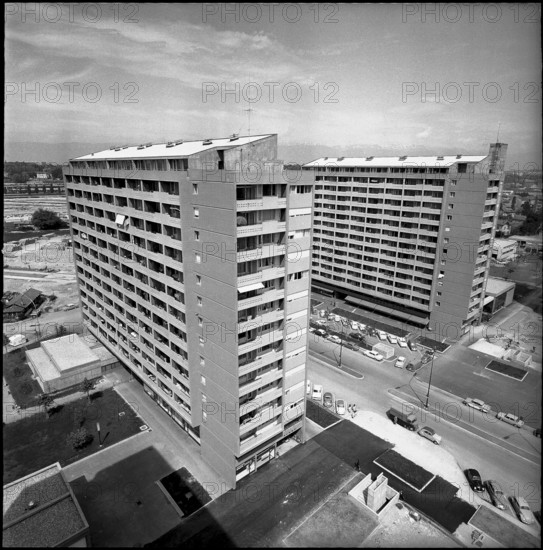 High-rise buildings in the district of Carouge, Geneva 1963