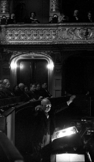 Paul Hindemith directing the Tonhalle orchestra Zurich, 1959